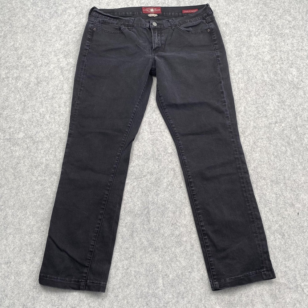 Lucky Brand Charlie Skinny Jeans Womens 16/33 (34x28) Black Charcoal Stretch